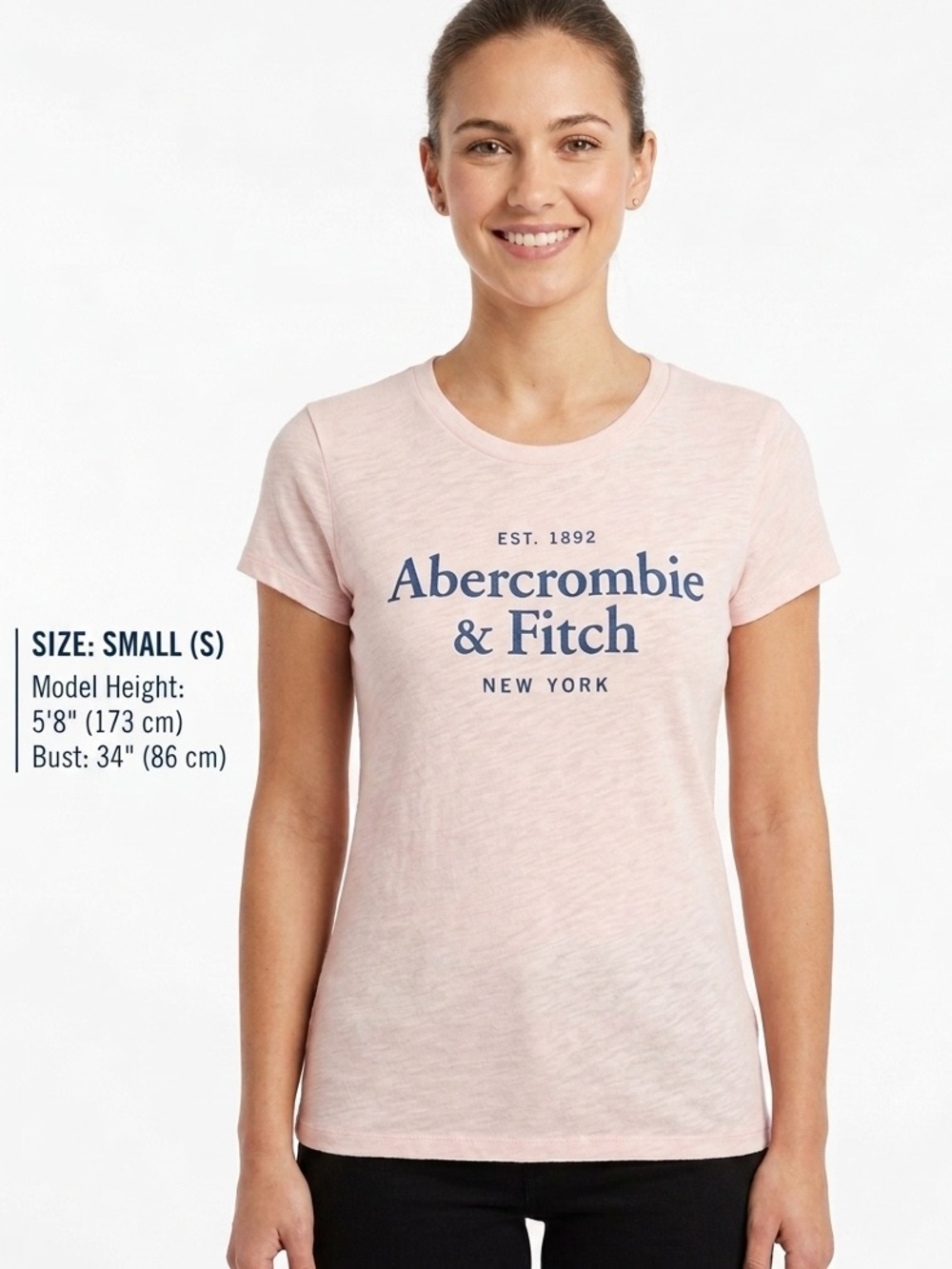 Abercrombie & Fitch NWOT Light Pink Tee with Navy Logo